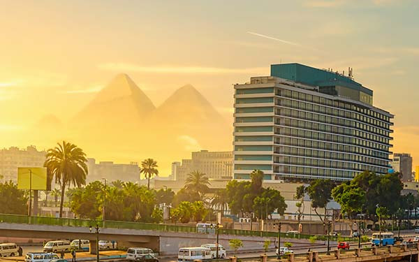 A view of Cairo, Egypt on the Nile River