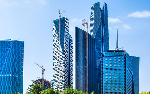 Buildings under construction in King Abdullah Financial District, Saudi Arabia
