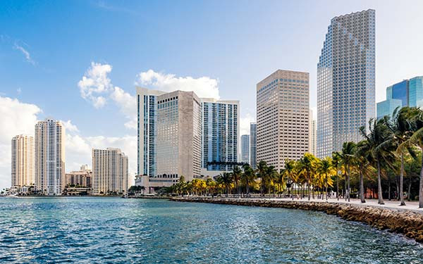 Miami downtown skyline with modern office skyscrapers