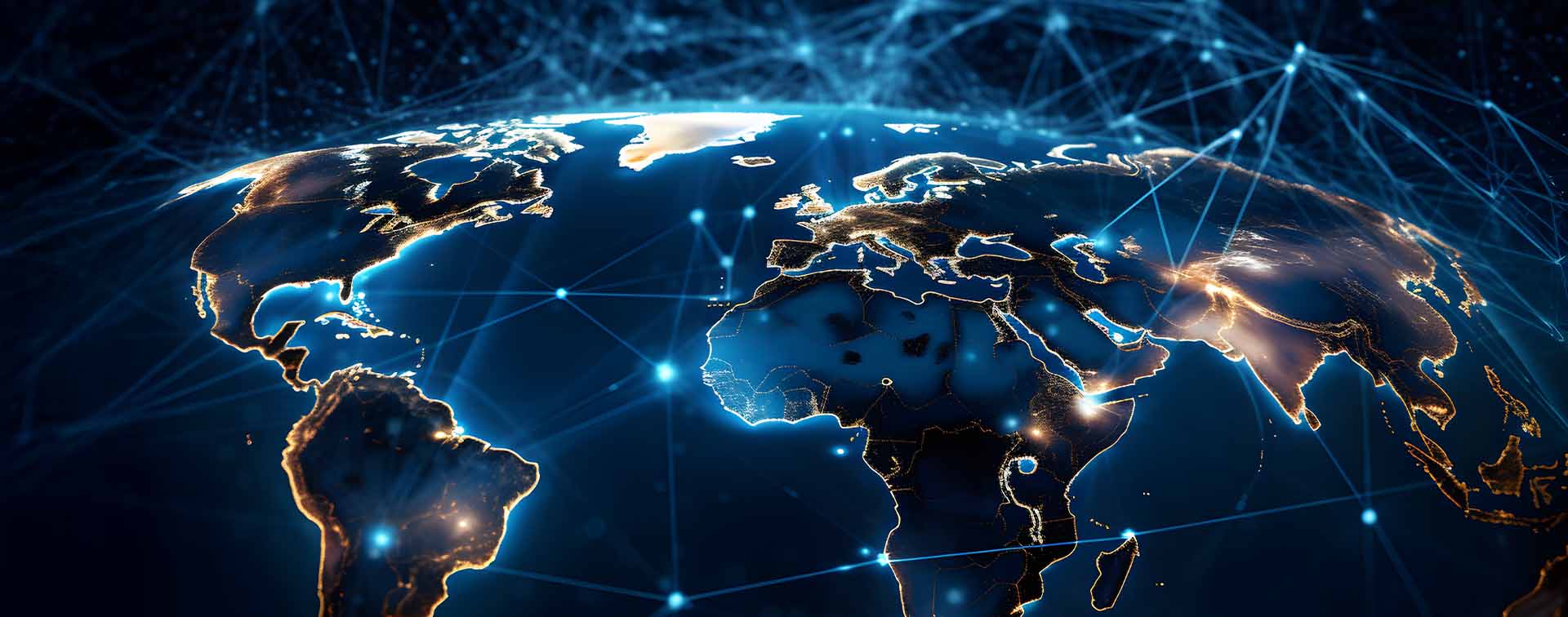 Global connections concept showing the earth with interconnected streaks of light