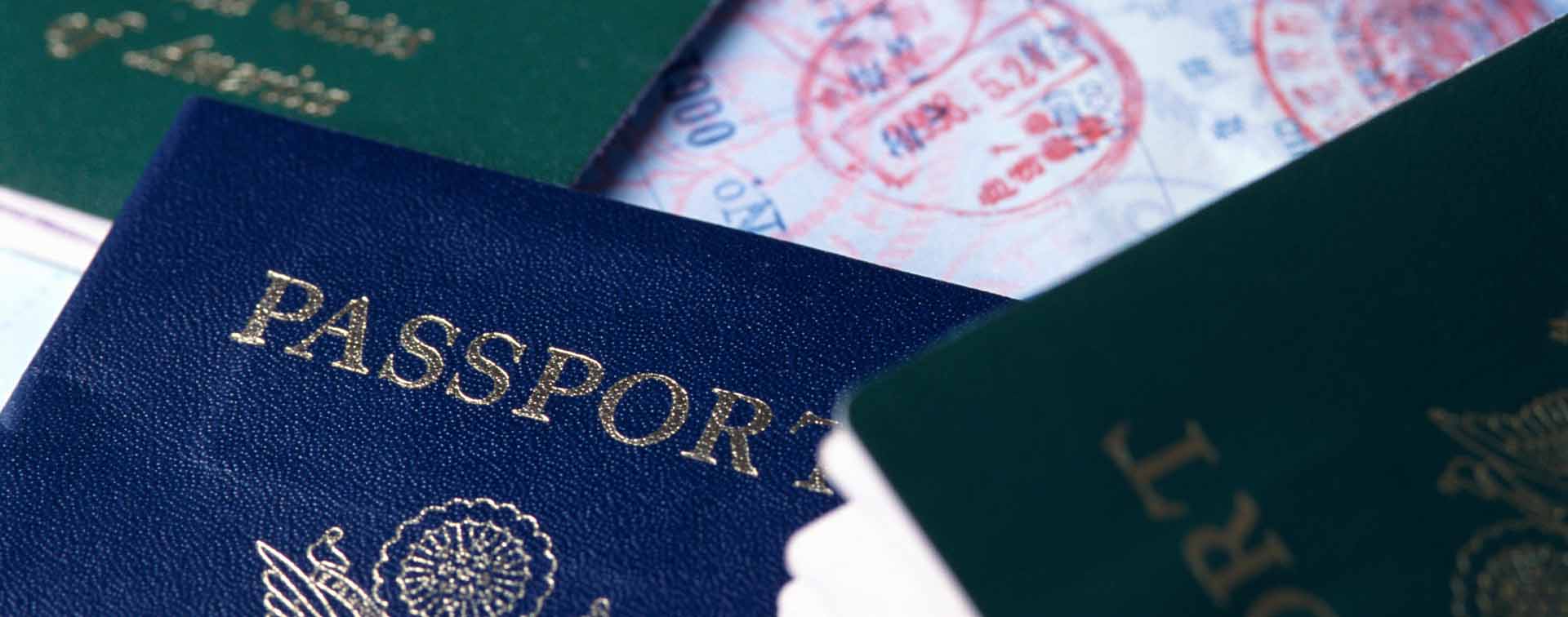 Close-up of various passports