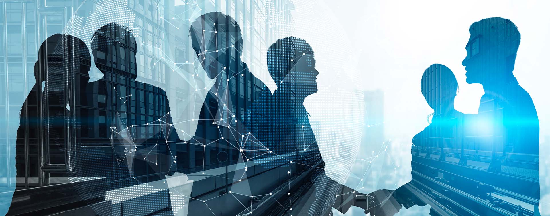 Silhouette view of business people team in group meeting