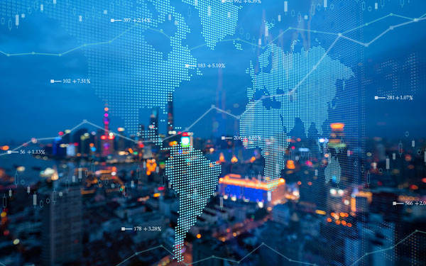 Futuristic earth map technology abstract background