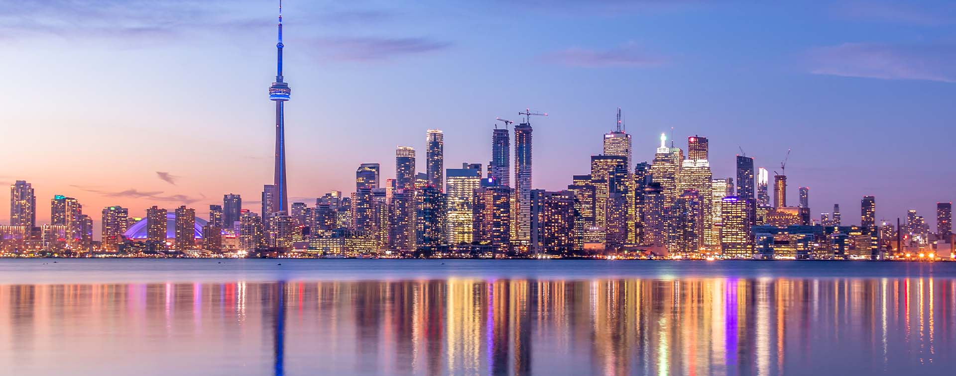 Toronto Skyline with purple light - Toronto, Ontario, Canada