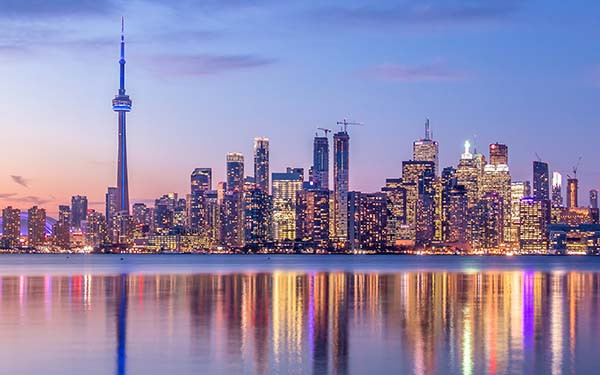 Toronto Skyline with purple light - Toronto, Ontario, Canada