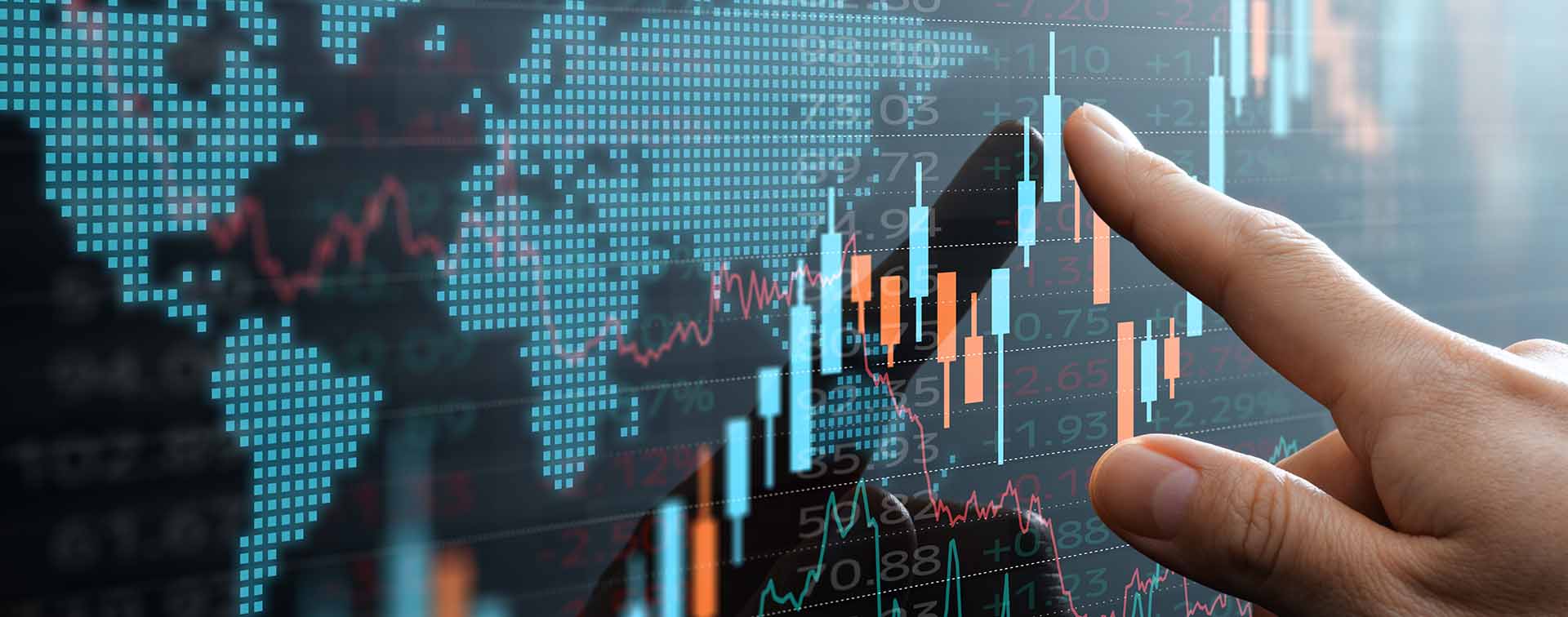Candlestick chart and data of world financial market