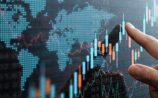 Candlestick chart and data of world financial market