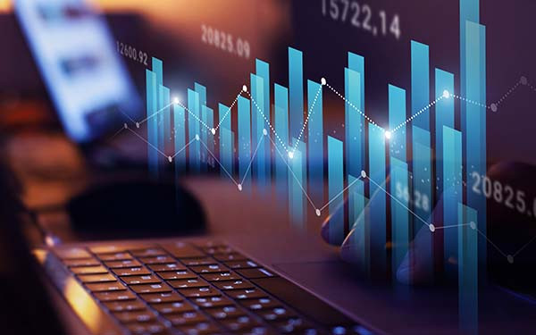 Growth in business and finance, growing graphs and charts