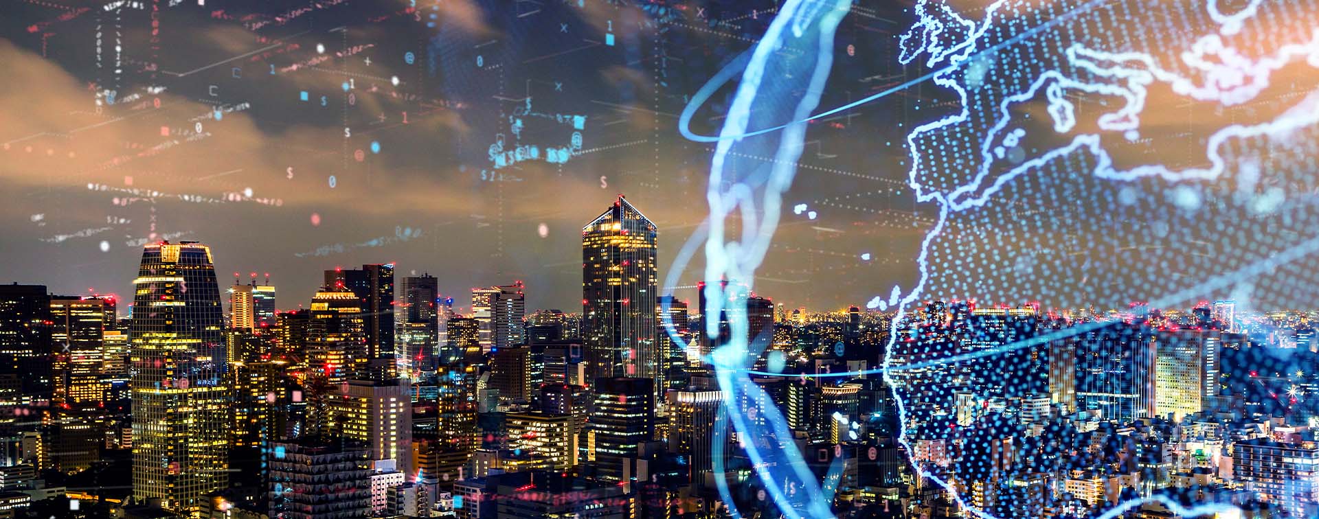 Smart city and global network concept