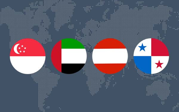 World map with country flags