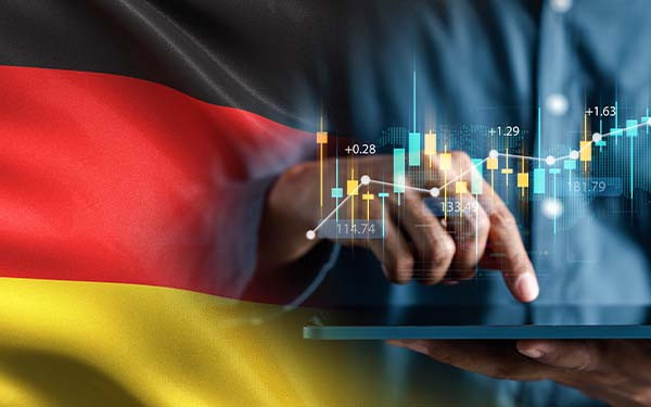 German flag with touchpoint data overlay