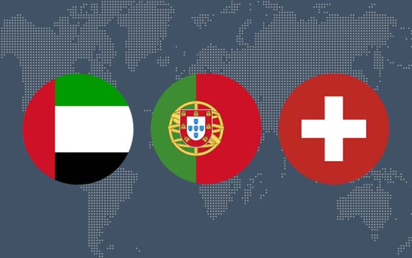 World map with country flags