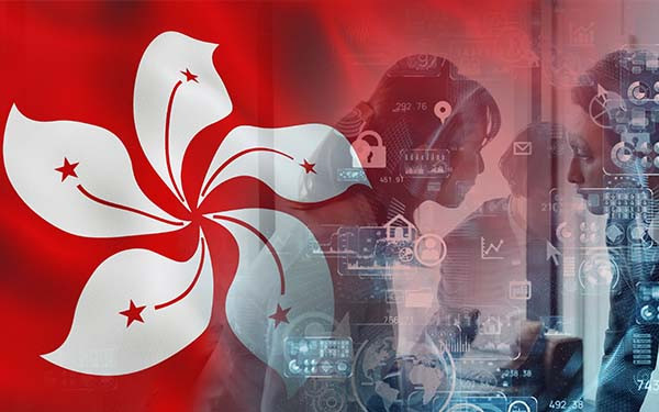 Hong Kong flag with strategic meeting overlay