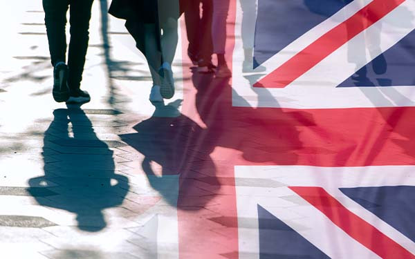 Shadows of People and UK Flag, Citizens of Great Britain