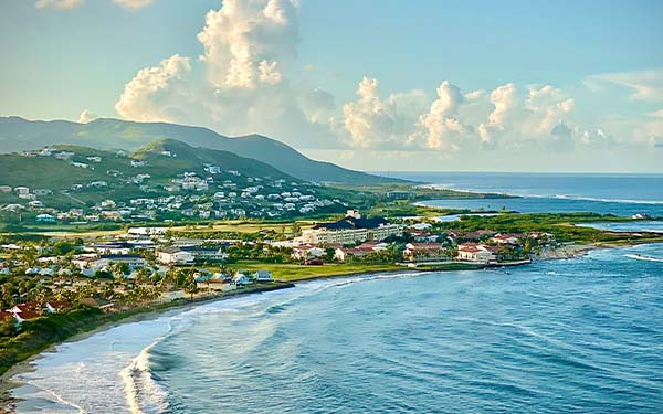 An above view of the famous Frigate bay, St. Kitts and Nevis