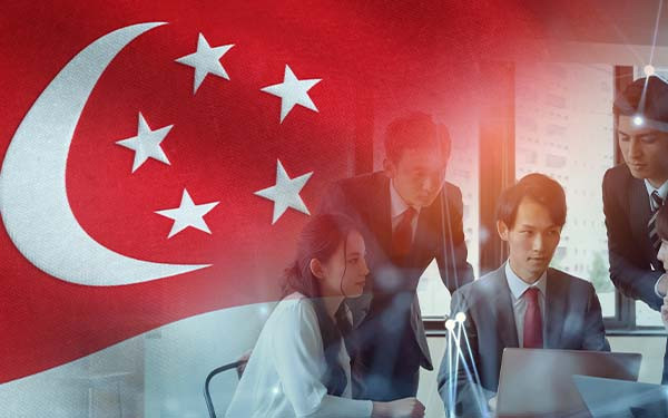 Singapore flag with corporate overlay 