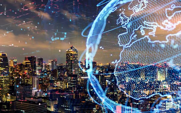 Smart city and global network concept