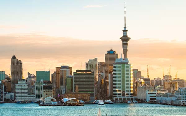 Auckland, New Zealand, Panoramic view, beautiful landscape of building in Auckland city before sunset