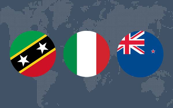 World map with country flags