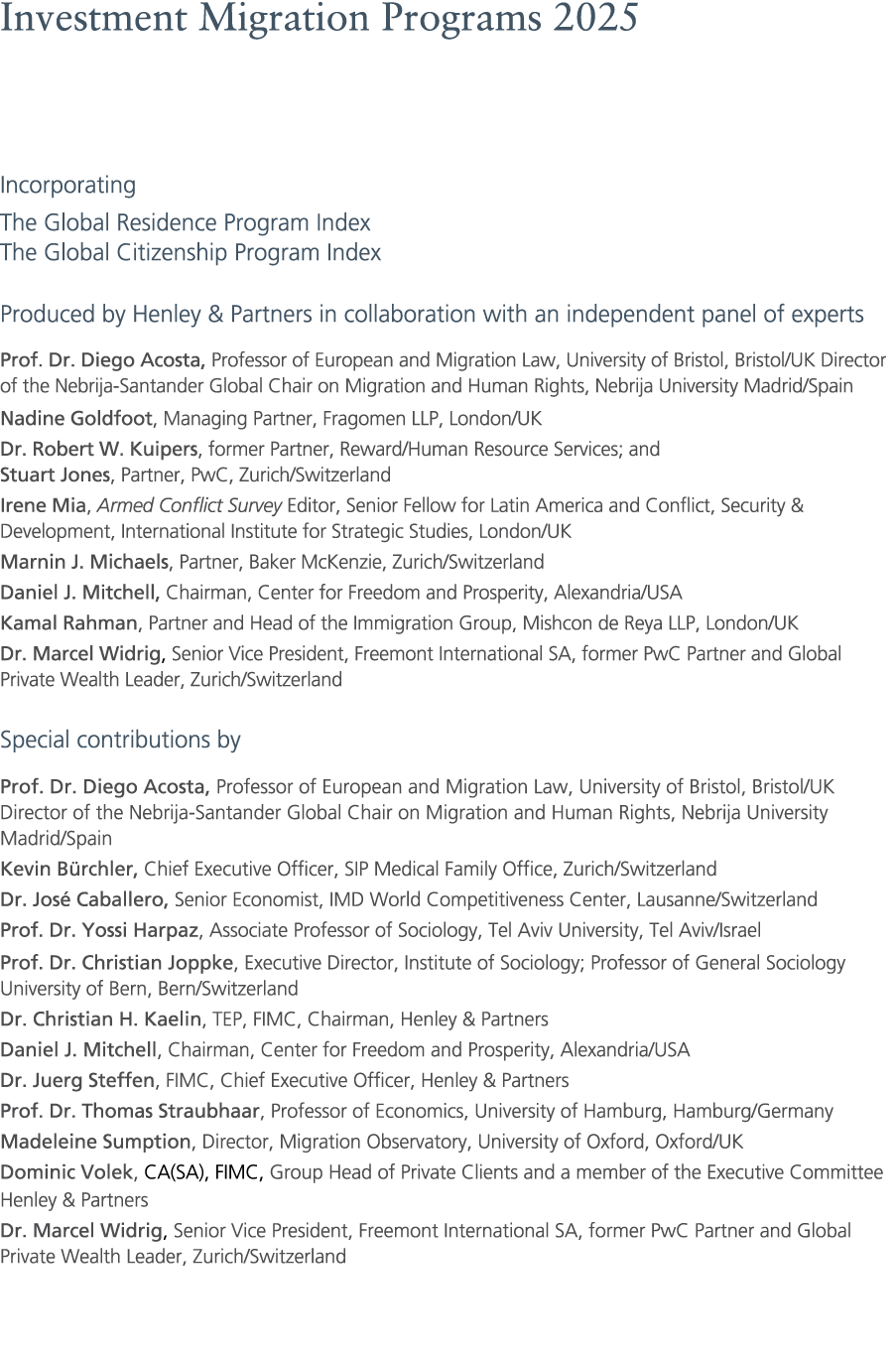 Investment Migration Programs 2025 Incorporating The Global Residence Program Index The Global Citizenship Program In...