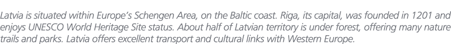 Latvia is situated within Europe’s Schengen Area, on the Baltic coast. Riga, its capital, was founded in 1201 and enj...