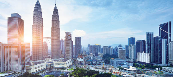 Kuala Lumpur urban scene at sunset, Malaysia.