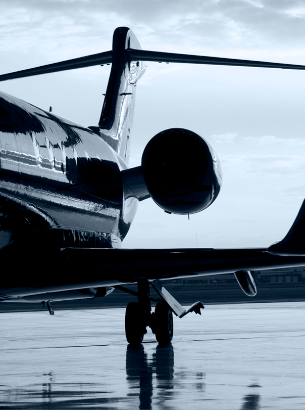 Closeup of the business end of a private jet.