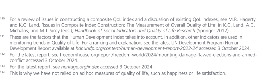 110 For a review of issues in constructing a composite QoL index and a discussion of existing QoL indexes, see M.R. H...