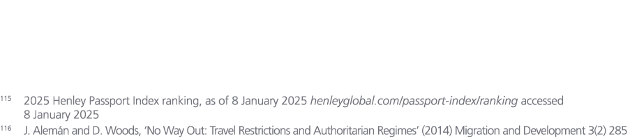 115 2025 Henley Passport Index ranking, as of 8 January 2025 henleyglobal.com/passport index/ranking accessed 8 Janua...