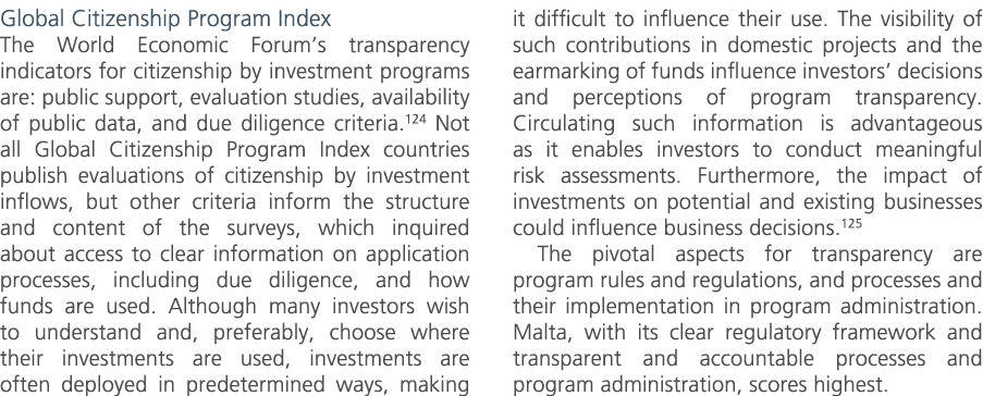 Global Citizenship Program Index The World Economic Forum’s transparency indicators for citizenship by investment pro...