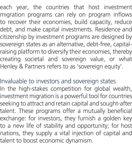 each year, the countries that host investment migration programs can rely on program inflows to recover their economi...