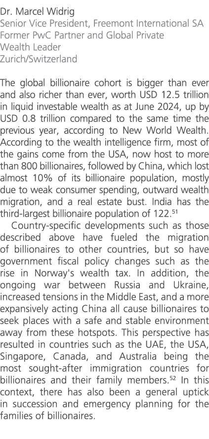 Dr. Marcel Widrig Senior Vice President, Freemont International SA Former PwC Partner and Global Private Wealth Leade...