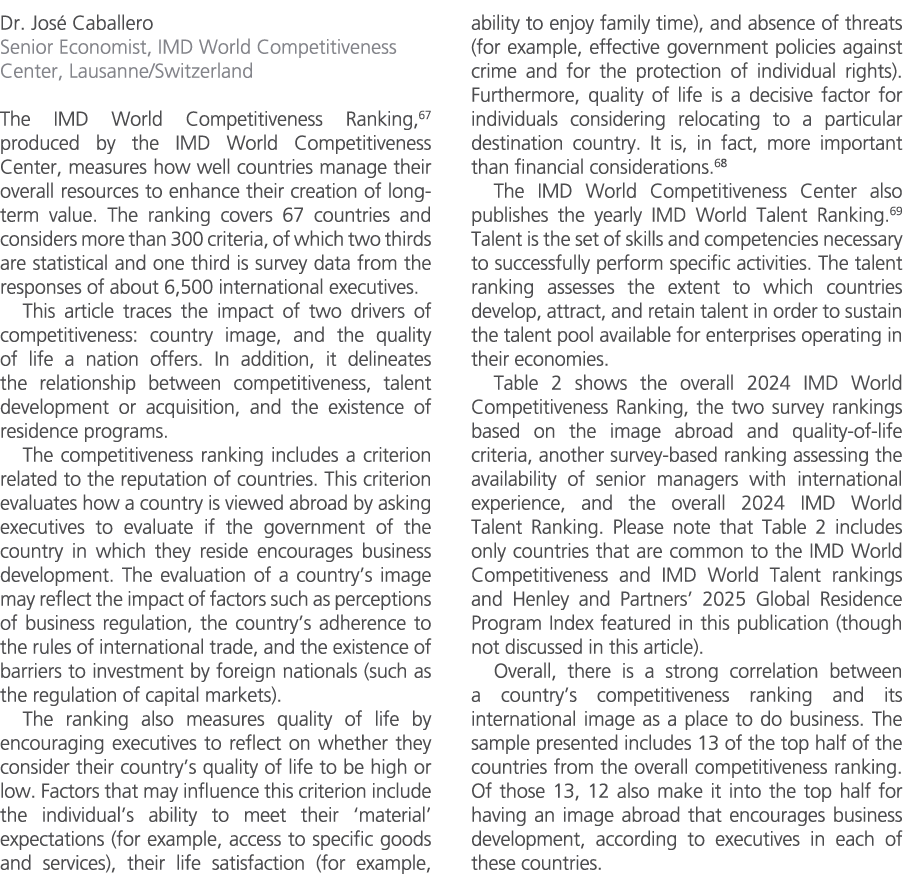 Dr. Jos Caballero Senior Economist, IMD World Competitiveness Center, Lausanne/Switzerland The IMD World Competitive...
