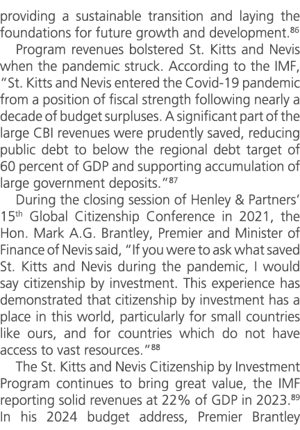 providing a sustainable transition and laying the foundations for future growth and development.86 Program revenues b...