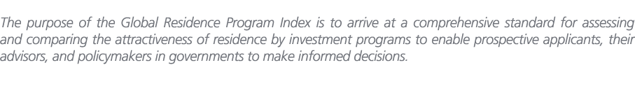 The purpose of the Global Residence Program Index is to arrive at a comprehensive standard for assessing and comparin...